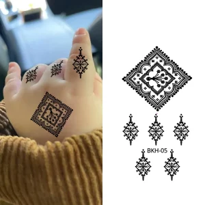 Waterproof Safe Non-Toxic Black Henna Tattoo Stickers Temporary Children Hand Stickers for 3-12 Years Boys Girls