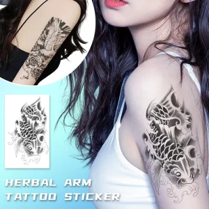 Waterproof Semi Permanent Half Arm Tattoo Sticker and Non toxic and Harmless Herbal Juice Tattoo Sticker