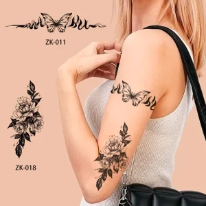 Waterproof Semi Permanent Lace Butterfly Pistol Chain Pattern Herbal Inspired Tattoo Stickers