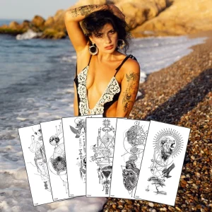 Waterproof Sexy Black White 3D Flower Temporary Tattoo Sticker Women’s Arm Leg Sketch Tattoo Sticker