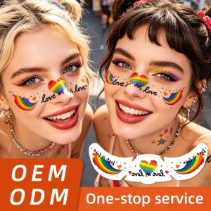 Waterproof Skin Safe Love Is Love LGBTQ Gay Pride Month Decorations Accessories Rainbow Freckles Face Tattoo Stickers