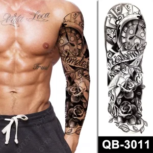 Waterproof Stock Tribal Designs Long Fake Temporary Tattoo Stickers for Men Arm
