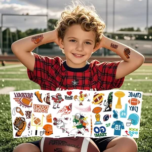 Waterproof Sweat-Proof Football Rugby Sports White Temporary Tattoo Stickers for Face & Body