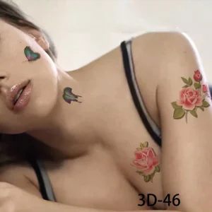 Waterproof Temporary 3D Roses Flower Sleeve Tattoo Designs Ladies’ Waterproof Temporary 3D Tattoo Stickers