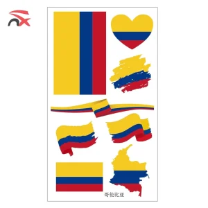 Waterproof Temporary Colombia Flag Tattoo Sticker for Decoration