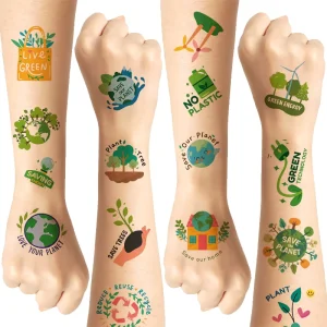 Waterproof Temporary Face Tattoo Stickers for Children World Earth Day Themed Environmentally Friendly