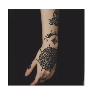 Waterproof Temporary Henna Flower Lace Hands Arm Tattoo Sticker Colorful CMYK 148x210mm Easy Apply Remove Lasting 3-7
