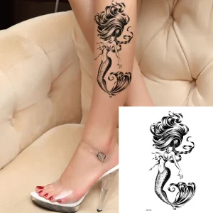 Waterproof Temporary Skin Color Tattoo Sticker New Design Fake Black Flowers Arm Sleeve Tattoo Stickers