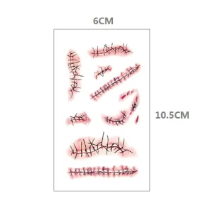 Waterproof Temporary Tattoo Scar Blood Spider and Witch Halloween Tattoo Sticker 60x105mm CE Certified