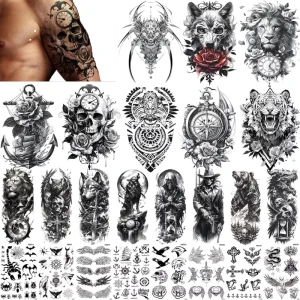 Waterproof Temporary Tattoo Sleeve 11 Sheets Maori Design for Men & Women Full Arm Tattoo Stickers for Adults