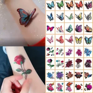 Waterproof Temporary Tattoo Sticker 3D Butterfly Tattoo for Girls