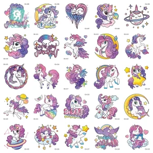 Waterproof Temporary Tattoo Stickers Kids Pink Unicorns Girls Birthday Party