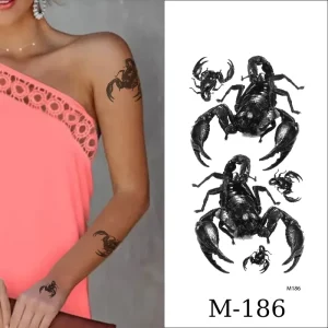 Waterproof Temporary Tattoo Stickers Scorpion Arm Design with Animal Anime Rose Flower Butterfly Temporary Body Art