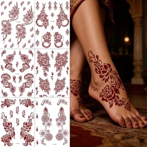 Waterproof Temporary Tattoos For Women Henna Tattoo Stickers Design Fake Tattoo For Hand Leg Sleeve Body Art Hena Tatoo
