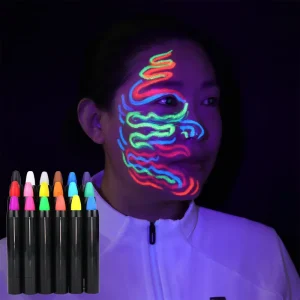 Waterproof Twist Face Painting Crayon Stick Glow in the Dark Washable Non-Toxic UV Neon Face Paint Pen