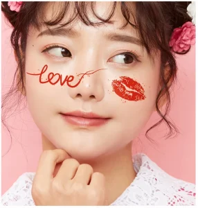 Waterproof Valentine’s Day Face Tattoo Sticker Cute Cross Border European American Style Temporary Paper Design Sweatproof