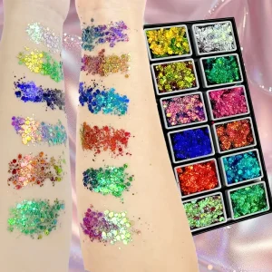 Waterproof Vegan Dual-Color Pressed Large-Particle Oily Gel Glitter Chameleon Metallic Cosmetic Glitter