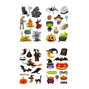 Waterproof Witch Ghost Blood Fluorescence Temporary Halloween Tattoo Sticker for Kids CE Certified 3 7 Days Lasting