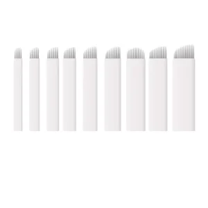White 7F 9F 18F 18U 316 Stainless Steel Permanent Microblading Needles for Tattoo PMU Eyebrow Nano Blades