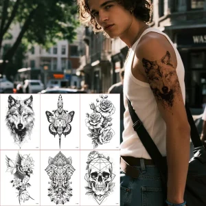 White Paper Temporary Water Transfer Tattoo Stickers for Full Arm Fashionable Bulk Custom Orders