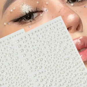 White Pearl Eyes Face 3D Self Adhesive Rhinestones Stickers 3 4 5 6mm Mixed Face Nail Eyes Temporary Tattoo Gems