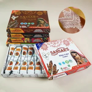 White Tattoo Template Cream Henna Flower Pattern Pigment Paint Boxed Henna Cream for Permanent Makeup Accessories