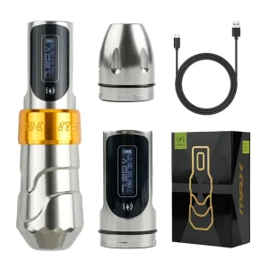Wireless Adjustable Long stroke Tattoo Machine Pen with Lithium Battery and Cartridge Needles for Permanent Makeup