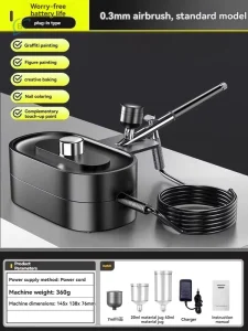 Wireless Airbrush Gun 20 Pressure Gears 0.3/0.5mm Nozzle Nano Atomization for Model Nail DIY Painting