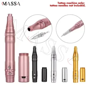 Wireless All in one Aluminum Alloy Pink Tattoo Machine Light Easy Carry Permanent Makeup Adjustable Needle Length