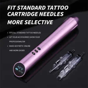 Wireless Alloy Eyebrow Tattoo Machine Hollow Cup Motor 3.0mm Stroke Length Cartridge Needles 2pcs Rechargeable Batteries Low