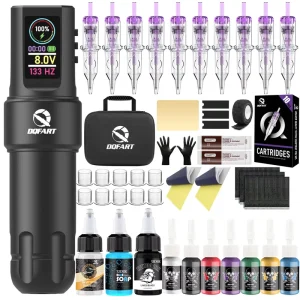 Wireless Color Screen CNC Tattoo Machine Kit with Direct Drive Tattoo Set