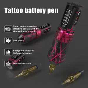 Wireless Electric Permanent Tattoo Machine Pen Professional Tattoo Rotary Pen with Rechargeable Battery & RCA Connection