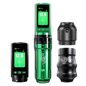 Wireless Iron Tattoo Machine, Fast Charge Coreless Motor, Adjustable Stroke 2.4-4.2mm, Double Battery
