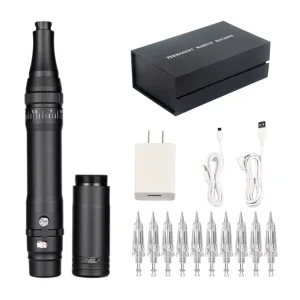 Wireless Matt Black Machine Permanent Makeup Tattoo Machine Microblading Eyebrows Dermograph With Cartridge Needles