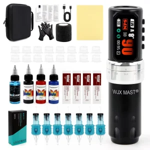 Wireless Portable Professional Tattoo Machine Pen Kit Complete Set Disposable Needles Adjustable Stroke Stainless Steel Durable