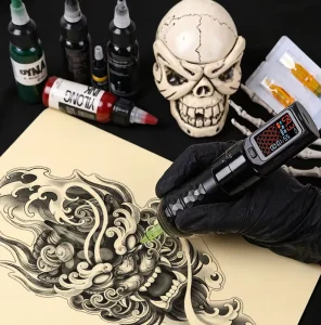 Wireless Rechargeable Tattoo Machine Pen, Lithium Battery, Adjustable 2.7-4.5 Stroke, Disposable Needles