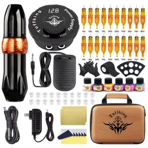 Wireless Rotary Tattoo Machine Kit Aluminium Alloy 4-12V Adjustable Voltage Complete Accessories Tattoo Tools