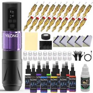 Wireless Rotary Tattoo Machine Kit Professional Tattoo Gun Set for Permanent Makeup