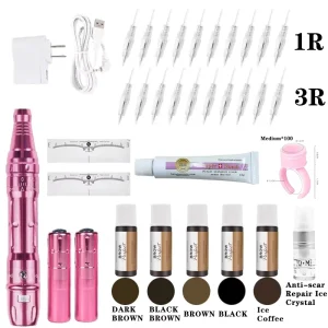 Wireless Tattoo Machine Eyebrow Tattoo Kit Hybrid Tattoo Eyebrow Pigment Ink Permanent Makeup Tattoo Machine Kit for Beginner