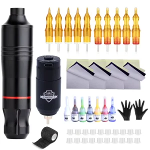 Wireless Tattoo Machine Kit Professional Tattoo Gun Set Pens Wireless Power Supplies Rotary Tattoo Machine Kit