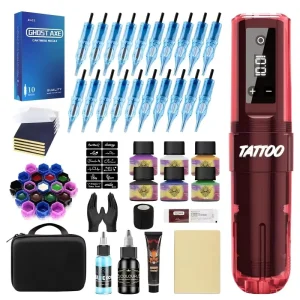 Wireless Tattoo Machine Kit with Needles for Beginners and Artists