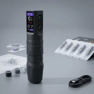 Wireless Tattoo Machine Pen Adjustable 2.2 4.2mm Stroke 1200mAh Rotary Tattoo Gun for PMU & Body Art Professional Black