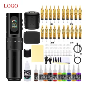 Wireless Tattoo Machine Pen Kit with 10PCS Mixed Ink and 20PCS Cartridge Needle