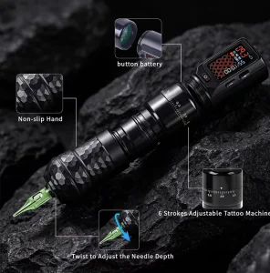 Wireless Tattoo Machine Pen Permanent Electric Rechargeable Lithium Battery Adjustable Stroke 2.7 4.5