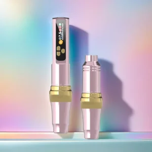 Wireless Tattoo Machine Pen Permanent Makeup Pink Rechargeable Lithium Battery Disposable High-Speed 10000 RPM Digital