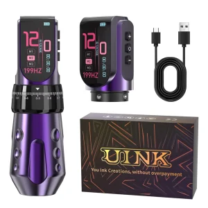 Wireless Tattoo Machine with Two 1700mAh Batteries Adjustable Stroke Tattoo Gun Tattoo Equipment