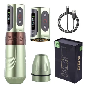 Wireless Tattoo Pen Kit Machine Gun Brushless Motor With 2 LED Display High Capacity Battery Permanent Makeup