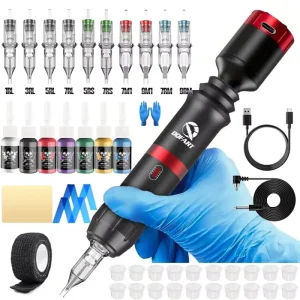 Wireless Tattoo Pen Kit Mini Battery Operated All-in-One Tattoo Machine with Ink Set WTK-011K