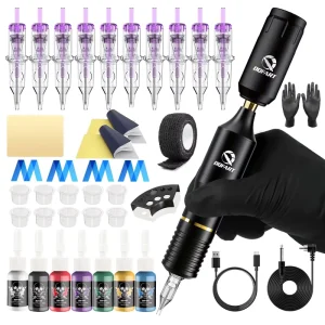 Wireless Tattoo Pen Kit With Rocket Power Supply RCA-Compatible All-in-One Tattoo Machine