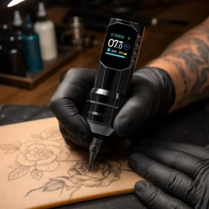 Wireless Tattoo Pen Machine Coreless Motor 1500mAh Rechargeable Rotary Tattoo Gun with OLED Display